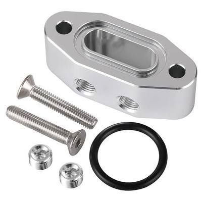 LS Twin Turbo Dual 1/8 NPT 90 Degree Oil Feed Line Adapter Oil Supply Port Plate Sliver