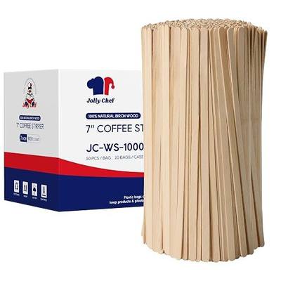JOLLY CHEF 1000 Count Wood Coffee Stirrers 7 inch | Birch Coffee Stir Sticks, Wooden Sticks for Coffee, Tea and Beverage