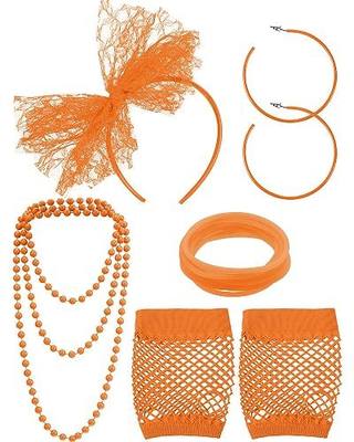 Blulu 80s Costume Accessories for Women Lace Headband Earrings Fishnet Gloves Necklace Bracelet for 80s Retro Party