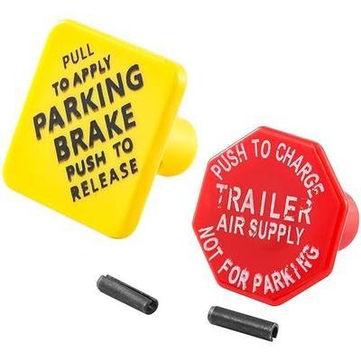 Parking and Air Brake Knobs 248433 290655, 248433 Yellow Parking Brake, 290655 Red Tractor Trailer Air Brake Knob Compatible with Bendix, Replace# TR248433 + TR290655