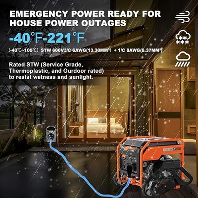 50 Amp Generator Cord and Pre-Drilled Power Inlet Box, Generator Cords 50FT, 50 Amp 125V/250V Generator Power Cord, NEMA 14-50P / SS2-50R Twist Lock Connector