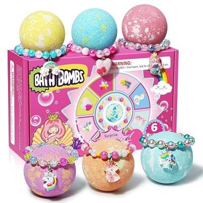 Sanyi Unicorn Bath Bombs for Kids with Bracelet Inside, Gifts for Girls 4-8 | Bubble Bath Toys, Birthday Gifts, Boo Basket Stuffers, Christmas Stocking Stuffers for 4 5 6 8 Girl, Daughter, Granddaughter
