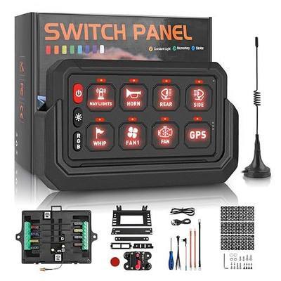 Wireless 8 Gang Switch Panel 265 Ft Lighting Modes with Control Toggle Strobe Flash Momentary Switch Circuit Control Box, with 3 Silicone Buttons, for Off-Road Truck SUV UTV ATV Marine