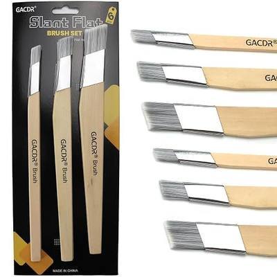 GACDR Slant Lining Fitch Trim Paint Brushes, Pack of 6, 0.5", 0.75", 1" | Angled Cutting In Paint Brush, Fast Accurate Detail & Control, Hobby & Craft, 2 Each of 3 Sizes
