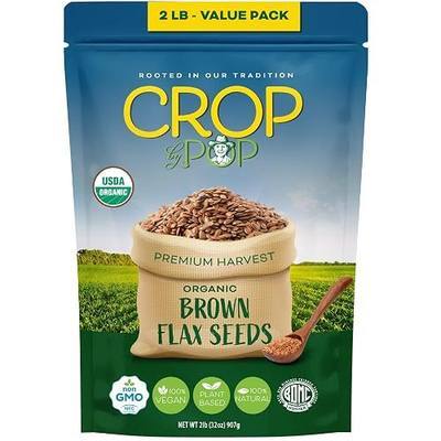 CROP BY POP - Organic Brown Flax Seeds, Raw, Whole (32oz - 2 LB) | High Fiber & Omega-3, Packed Fresh in Resealable Bag - USDA Organic, Non GMO - Naturally Grown, Vegan, Kosher, Raw Whole Nuts