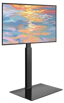 WKWKER Floor TV Stand for 27-65 inch LED Screen Adjustable TV Stand with Mount Swivel Floor Televisions Stand with Tempered Glass Base for Corner Bedroom Living Room Max VESA 400x400mm