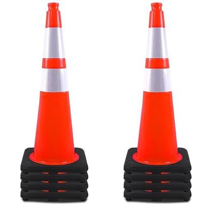 OrangeStar 28 Inch Orange Traffic Cones 8-Pack, Heavy Duty PVC Safety Cones | 2 Reflective Collars, Weighted Rubber Base for Highway, Roadwork, Construction, Warehouse Safety, Parking Lots