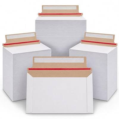 Affrolling 300 Pcs 6.5 x 4.5 Inch Rigid Photo Mailers with Self-adhesive Flat Cardboard Shipping Envelopes Bulk for Document, Sports Cards, Stickers, Invitation, Trading Card (White)