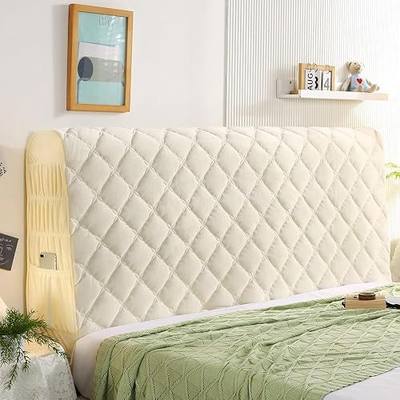 Thicken Bed Headboard Cover, Stretch Bed Headboard Coverfor Full Queen Cal King Size, Washable Bed Headboard Slipcover Dustproof Protector Cover for Bedroom Bed Headboard,Beige,Queen:59.0in