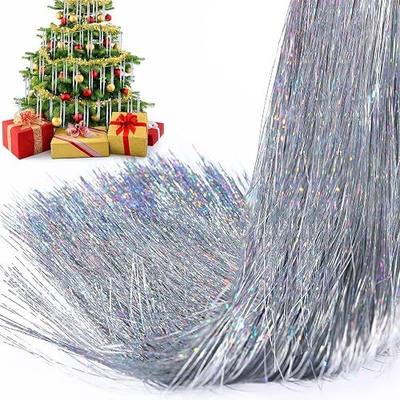 Lyrow 40000 Strands Tinsel Icicles 19.7 inch Christmas Tree Tinsel Foil Fringe Hanging Winter Home Decorations for Xmas Tree Holiday Decor Birthday Wedding Anniversary Party Supplies(Silver)