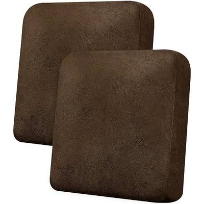 Loveseat Cushion Covers Leather-Look 2PC Stretch Love Seat Slipcover Sets for Living Room Individual Couch Seat Protector, Pet-Friendly, Non-Slip, Easy Fit - Dark Brown