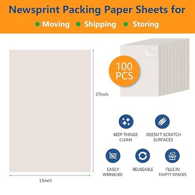100 Sheets 27”x15” Packing Paper Sheet for Moving Shipping Wrapping Packing Box Newsprint Paper Moving Paper Moving Supplies Protecting Fragile Items Glass China Dishes Packing (100SHEETS)