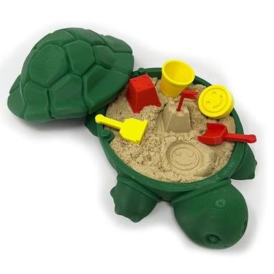 Munnygrubbbers - Mini Desktop Turtle Sand Box - 6 x 6 in - Stress Relief - Made in USA - Includes Moldable Play Sand and Mini Tool - Novelty Gift - Desktop Decor - Zen Garden - (Green)