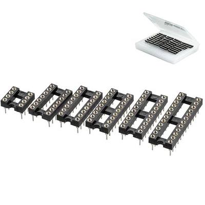 2.54MM DIP IC Socket kit,Tin-Coated Brass,8P/14P/16P/18P/20P/24P | 300mil Narrow Body Machined IC Sockets,Round Pin Round Hole Solderable,for OP-AMP ICs MCU Breadboard PCB