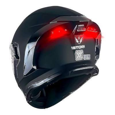 1Storm New Motorcycle Bike Modular Full Face Helmet Dual Visor Sun Shield with Rechargeable LED Tail Light: LED-X90 Matt Black