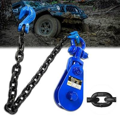 Snatch Block with G100 Chain, 4 Ton, 1/2'' Wire Rope for Tow Truck | G100 chain, drop-side cable access and heavy-duty hook hardware for tow trucks, rollback wreckers and heavy vehicle recovery