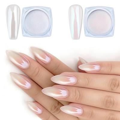 Artdone 2 Jars Chrome Nail Powder White and Red Iridescent Aurora Pearl | Powder Metallic Mirror Effect Pigment Pearlescent Mermaid Pearl Dust Kit, Decoration Acrylic Resin Craft