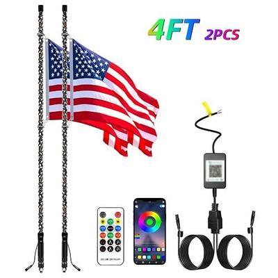 2PCS 4FT Whip Lights, LED Whip Light with App & Remote Control, Spiral RGB Chasing Lighted Antenna Whips,Whip Light for UTV ATV RZR SXS Can-Am Dune Buggy Offroad Truck (4ft)