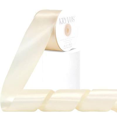 Cream Satin Ribbon, Double Faced 2 Inch X 25 Yards Cream Ribbon | Double Sided Satin Ribbon for Gift Wrapping, Crafts, Hair Bow Making, Sewing, Flower Bouquet, Wedding Party Decor, Wreaths