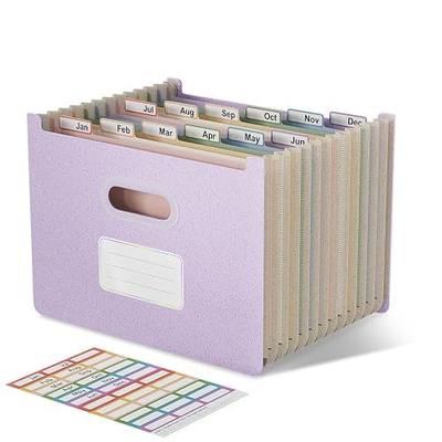 EcoStash 12 Pockets Accordion File Organizer, Upright & Open Top | Wheat Straw, 100% BPA Free, Monthly Bill Receipt Organizer, Letter/A4 Size for School Home Office Hospital - Lavender Purple