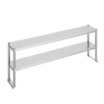 VEVOR Double Tier Stainless Steel Overshelf, 12 x 72 Inch Double Deck Height Adjustable Prep Work Table for Kitchen, Restaurant and Workshop