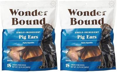 Amazon Brand - Wonder Bound Whole Pig Ears, Ingredient, Highly Digestible, Dog Treats for Puppy and Large/Medium Dogs, Pork, 12.7 Ounce, 18 Count (Pack of 2)