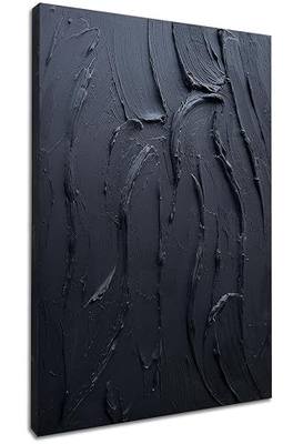 zoinart Hand Painted Large Thick Texture Black Minimalist Oil Paintings Contemporary Art Oil on Canvas Vertical Wall Art Home Office Corridor Wall Art
