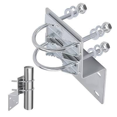 Pole Mounting Bracket Double U Bolt Clamp V Jaw Bracket Not Pole | Mast Mount Bracket Heavy Duty for Outdoor Antenna Pole with Double U Bolt Clamp V Jaw Design Pole Not Included