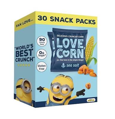 LOVE CORN Limited Edition Minions Crunchy Corn Lunchbox Snack (Sea Salt 0.7oz x 30 Bags) – Healthy Snacks For Kids, Ideal for Gluten Free & Vegan Diets – Low Sugar Alternative for Chips, Mixed Nuts