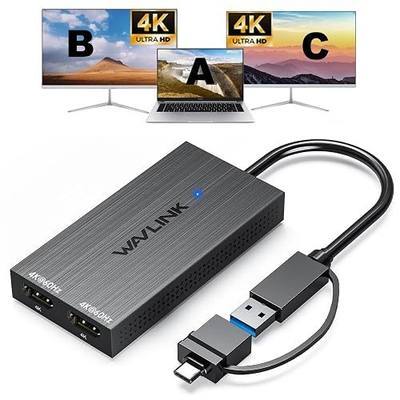 WAVLINK USB 3.0 & USB C to Dual HDMI Adapter 4K@60Hz for 2 Monitors, DisplayLink USB C HDMI Adapter for Dual Monitor, for Mac M1-M5/Neo, Windows 10/11, ChromeOS, Ubuntu