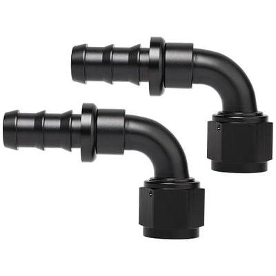 10AN 90 Degree Push Lock Hose Fitting End Adapter Aluminum Black 2PCS