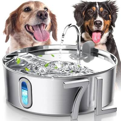 Smartoo 7L/236oz Stainless Steel Dog Water Fountain for Large Dogs | 25dB Ultra-Quiet Automatic Pet Water Dispenser with Deeper Bowl, 4-Stage Filtration,Ideal for Big Breeds,Multi-Pet Households