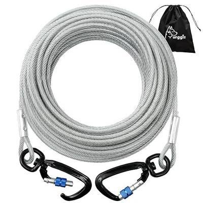 Dog Tie Out Cable 10/15/20/30/50FT - Heavy Duty Dog Lead Up to 250 Pounds - Reflective & Rust-Free with Locking Clip & 360° Rotating Clasp - Tangle-Free Dogs Runner for Yard,Camping