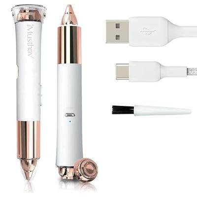 Facial Hair Removal for Women, 2-in-1 Face Hair Remover & Eyebrow Trimmer, Painless Flawless Face Shaver with LED Light, Rechargeable Peach Fuzz Remover & Electric Eyebrow Razor for Women