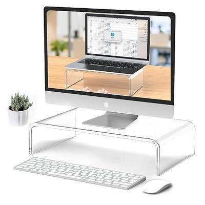Acrylic Monitor Stand Riser Clear Laptop Stand Riser L12.5 xW7.5 xH4 | Computer & Laptop Stand for Desk, Compatible with All Notebooks and Monitor, Decoration for Office & Home Transparent