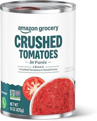 Amazon Fresh, Crushed Tomatoes in Purée, 15 Oz (Previously Happy Belly, Packaging May Vary) (Pack of 6)