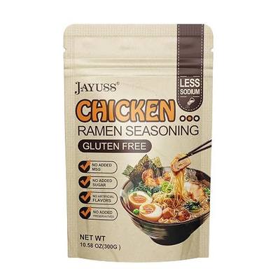 JAYUSS Ramen Seasoning Less Sodium Chicken Instant Ramen Seasoning Powder 10.58 Oz Gluten Free, Non-Gmo, No MSG Premium Instant Noodle Soup Powder 300G