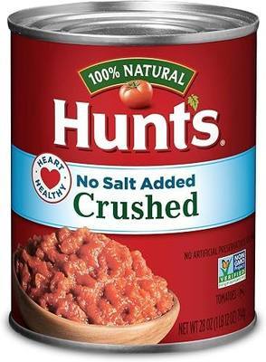 Hunt’s No Salt Added Crushed Tomatoes, Perfect for Chili & Soups, 28 oz. Can (Pack of 6)