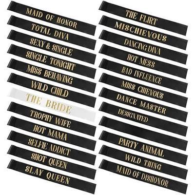 JellyArch 24 Pcs Bride Sash Bachelorette Party Bridesmaid Sashes Set Bridal Team Sash Bachelorette Party Sashes Bridal Shower Decorations Bride Gifts for Bridesmaids Maid of Honor(White Black)