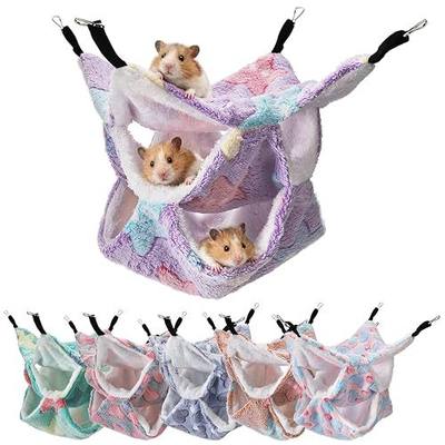Covzoe 6 Pieces Rat Hammocks for Cage, 3 Layer Guinea Pig Hideout Bed, Ferret Hammocks Soft Hamster, Playing Sleeping Accessory for Small Animal Chinchilla Squirrel