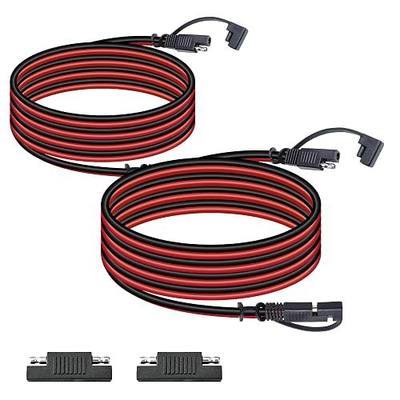 BFXM 2 Pcs 16AWG 12FT Battery Charger Cable, SAE to SAE Terminal Quick Disconnect Harness, 2 Pin Connectors Extension Cables Cord for Car, Motorcycle, Solar Panel