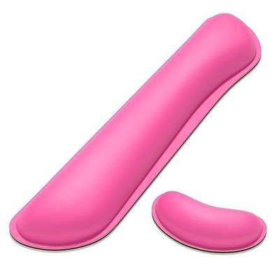 Dapesuom Keyboard Wrist Rest Set, Cute PU Leather Wrist Cushion for Computer Keyboard and Mousepad, Memory Foam Mouse Pad Rests Support with Non-Slip Base for Typing Pain Relief, Laptop, Hot Pink