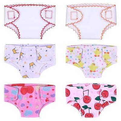 BABESIDE Baby Doll Diapers, 6 Pcs Reusable Doll Diaper Set for 12-15 Inch Dolls, Soft Baby Doll Accessories with Hook-and-Loop Closure, Cute Doll Care Pretend Play Gift for Kids 3+