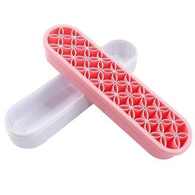 Pink Silica Gel Makeup Brush Holder Box | Multi-Purpose, Rectangle, Storage Stand, For Brushes, Art Craft and Painting Brushes