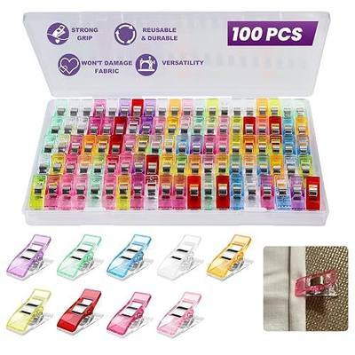 100PCS Sewing Clips with Storage Box – Strong Grip, No Pin Marks, Multi-Colored Quilting Clips for Fabric, Crafts & Sewing Projects