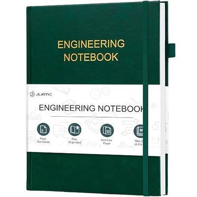 JUBTIC Engineering Notebook for Project Organization - Engineering Graph Paper Notebook Lab Notebook Composition Notebook - Stay Organized and Productive - (8.5" x 11",Dark Green)