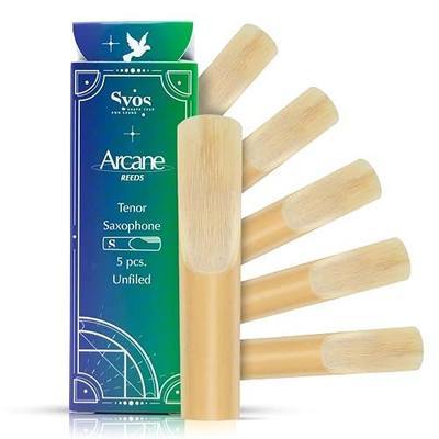 Syos Arcane Tenor Saxophone Reeds 2.0, Unfiled Tenor Sax Reeds, Premium French Cane Saxophone Reeds for Tenor Sax Mouthpiece, Durable, Warm Rich Sound, Box of 5