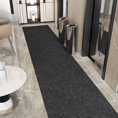 Ottomanson Commercial Scrape Rib Entry Mat – Heavy Duty Ribbed Floor Mat for High Traffic – Non Slip Rubber Back, Waterproof – Indoor Outdoor Use for Offices, Schools, Lobbies, 2'7" x 9', Black