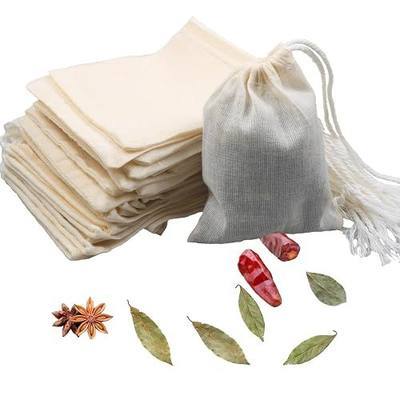10Pcs Reusable Tea Filter Bag, Soup, Bone Broth Brew, Spice, Muslin Strainer, Natural Unbleached Cotton Cheesecloth Bags for Cold Brew Coffee (3x4inch)