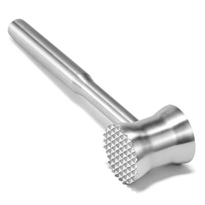 304 Stainless Steel Meat Tenderizer Mallet, Meat Hammer & Chicken Pounder | Well-balanced one-piece design with contoured waist for control, Dual-sided faces, Dishwasher safe, Storage bag, Gift box
